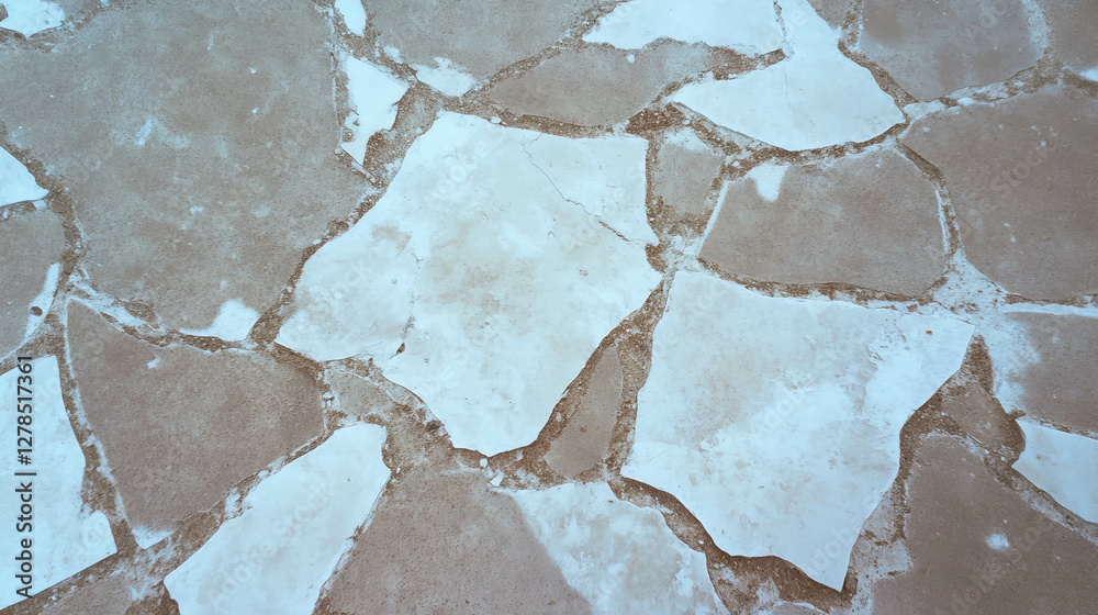 Poster Worn concrete floor with cracks and weathered texture for architecture and design