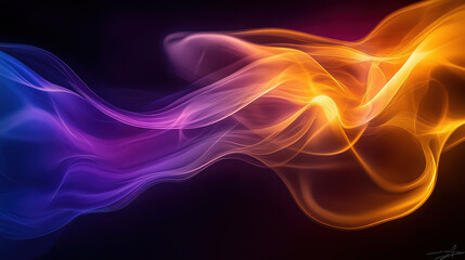 A captivating abstract art piece of flowing, vibrant mist captured in high resolution, rich and dynamic color transitions of golden yellow