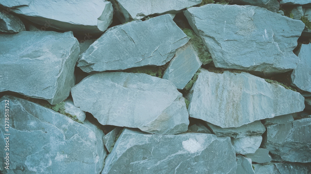 Poster detailed weathered stone texture with moss for natural design and background