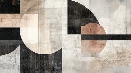 Abstract Geometric Shapes with Earthy Tones and Textured Backgrounds