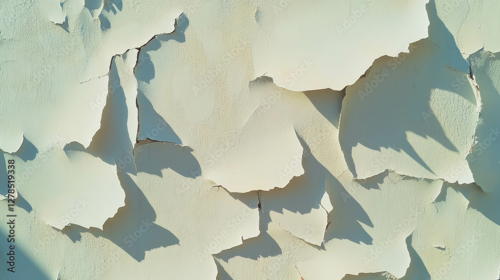Poster Weathered wall texture with peeling layers for rustic design and architecture themes
