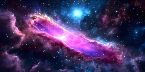 Fototapeta premium Colorful nebula and galaxy cloud night cosmos digital art outer space wide angle vibrant universe