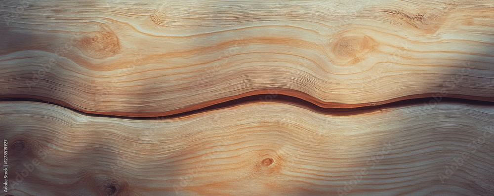 Poster Natural wooden texture with horizontal ribs for design and background concepts