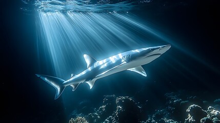 Fototapeta premium Endangered Shark in Vibrant Ocean