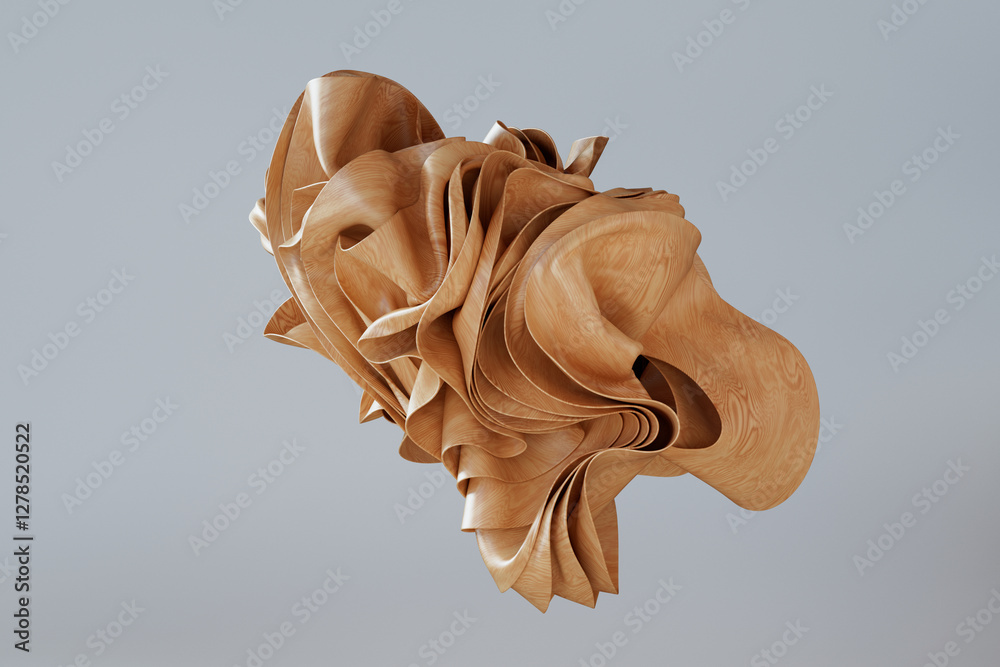 Aufkleber abstract wooden wavy shape. 3d rendering