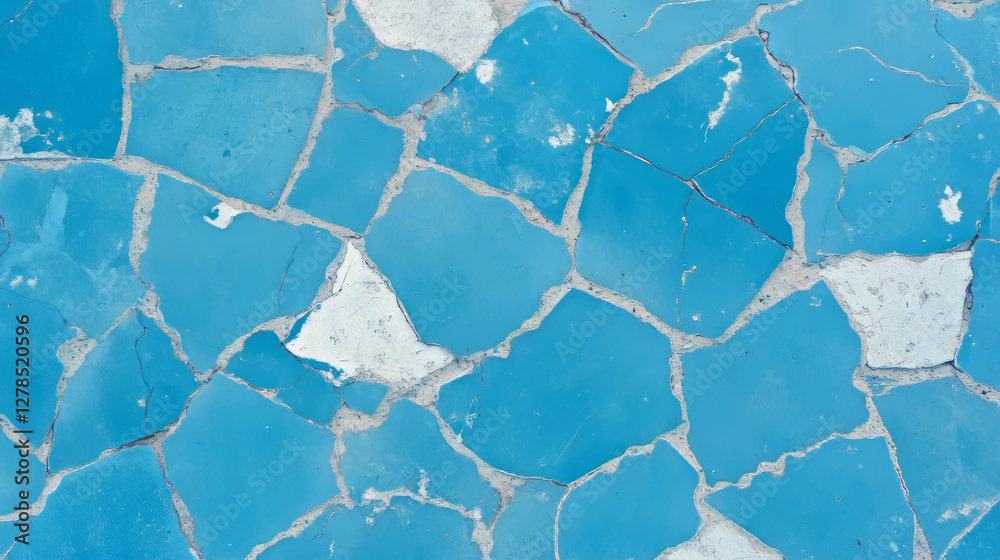 Poster blue tile mosaic with white grout texture for design and background