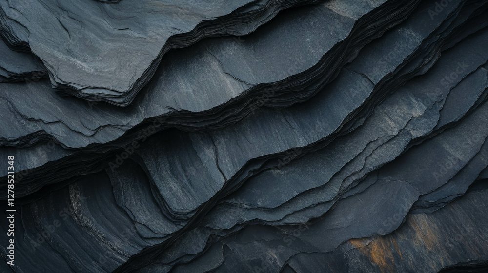 Poster elegant layers of smooth black slate with subtle grey tones