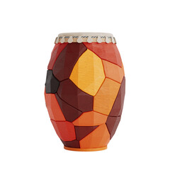 Wooden Traditional Colorful African Drum. 3d Rendering