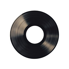 Vinyl record with white label isolated on transparent background,
