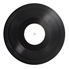 Vinyl record with white label isolated on transparent background,