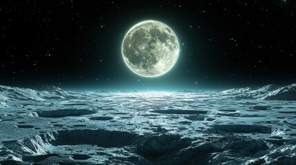 Lunar Landscape: A Celestial Night on the Moon's Surface