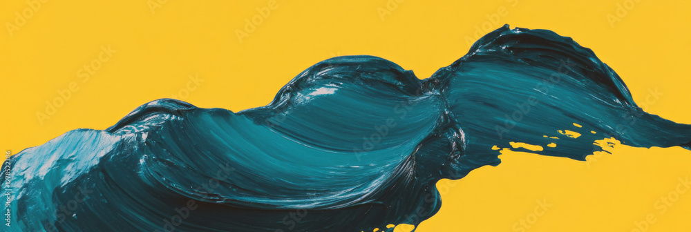 Aufkleber dynamic abstract art with smooth and choppy paint texture on vibrant yellow background