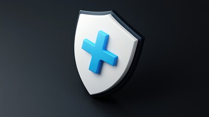 Obraz premium 3D Isometric Icon of a White and Blue Shield