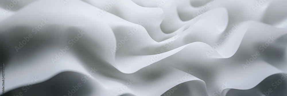 Aufkleber Abstract texture of smooth white fabric with subtle grey waves for modern design and background