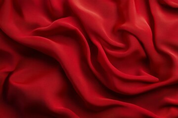 Obraz premium Luxurious red fabric with soft folds in close-up. AI image