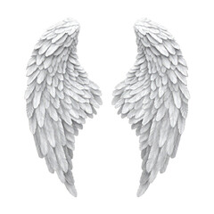 White angel wings isolated on a Transparent background,