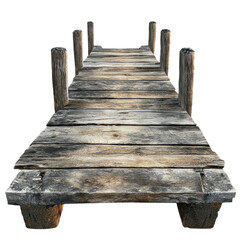 Fototapeta premium Wooden bridge with old planks, isolated on a Transparent background.