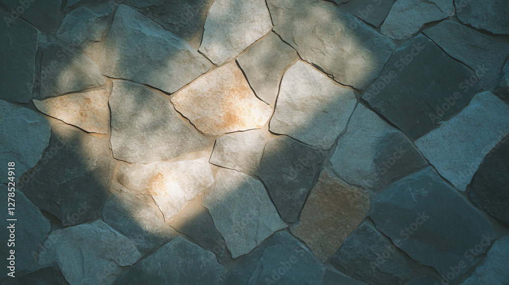 Aufkleber stone tile wall with textured light pattern for interior design and architecture