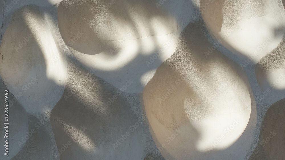 Poster Abstract texture of stone wall with carved patterns and shadows for artistic background design