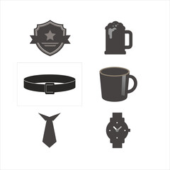 Father's Day Elements Silhouette Vector Bundle on white background.