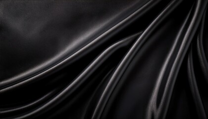 Obraz premium Black luxury fabric background with copy space