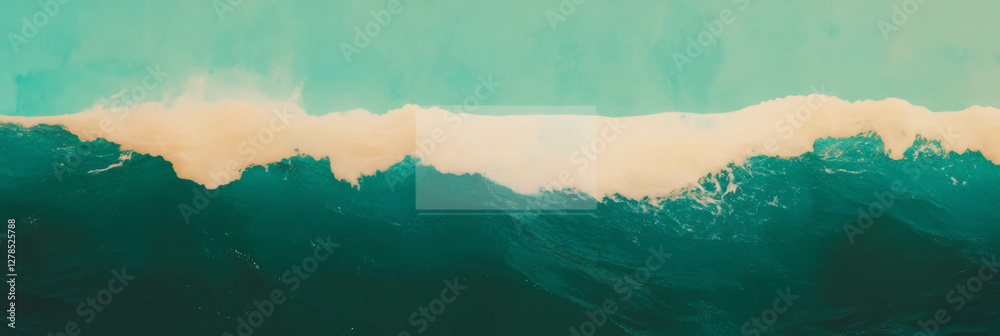 Poster abstract teal and beige ocean waves texture for design background