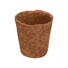 Vector Colorful Illustration of Biodegradable Pot Isolated on White Background