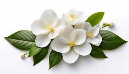 Obraz premium A white flower arrangement with four flowers on a white background