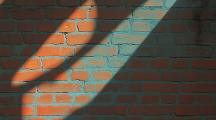 Sunlit patterns on textured brick wall