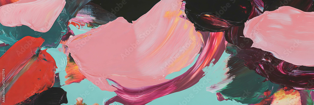 Poster vibrant abstract expression with layered impasto paint strokes for artistic design