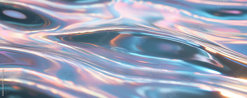 Poster glossy iridescent texture with vibrant subtle light reflections for creative design