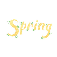Vector Colorful Textured Hand Drawn Lettering - Spring Isolated on White Background