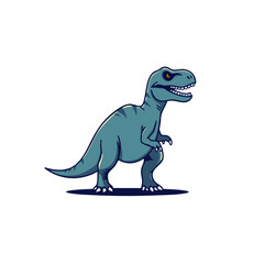 Cartoon Blue T-Rex Dinosaur Illustration with Dark Stripes