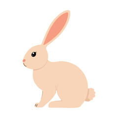 Cute Peach-Colored Cartoon Rabbit with Big Eyes