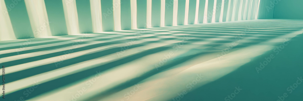 Poster abstract play of light and shadow on glossy striped surface for modern design
