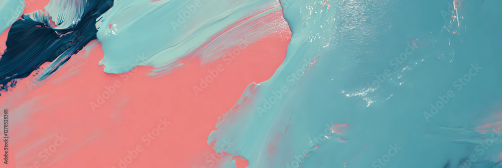 Poster abstract textured paint with visible brushstrokes in blue and pink for creative background design