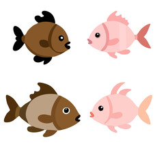 Cartoon Fish with Varied Colors and Patterns