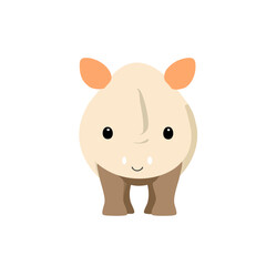Cute Cartoon Baby Rhinoceros with Large Eyes