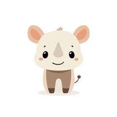 Cute Cartoon Baby Rhinoceros with Blush Cheeks