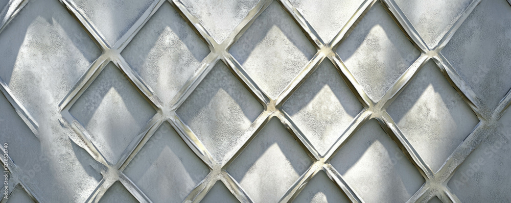Poster geometric diamond lattice texture on smooth plaster surface for architectural design