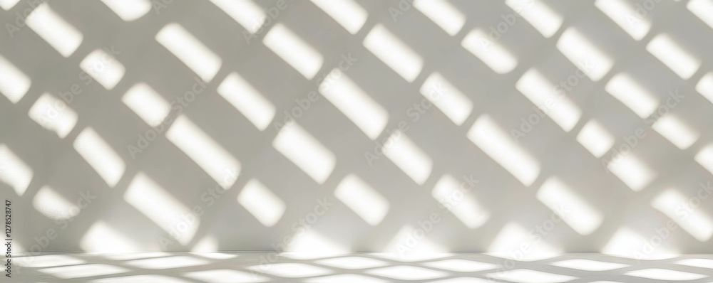 Aufkleber Abstract geometric pattern with diamond lattice shadows on smooth plaster surface