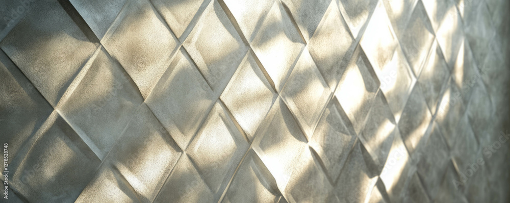 Poster elegant diamond lattice pattern on smooth plaster surface with soft lighting