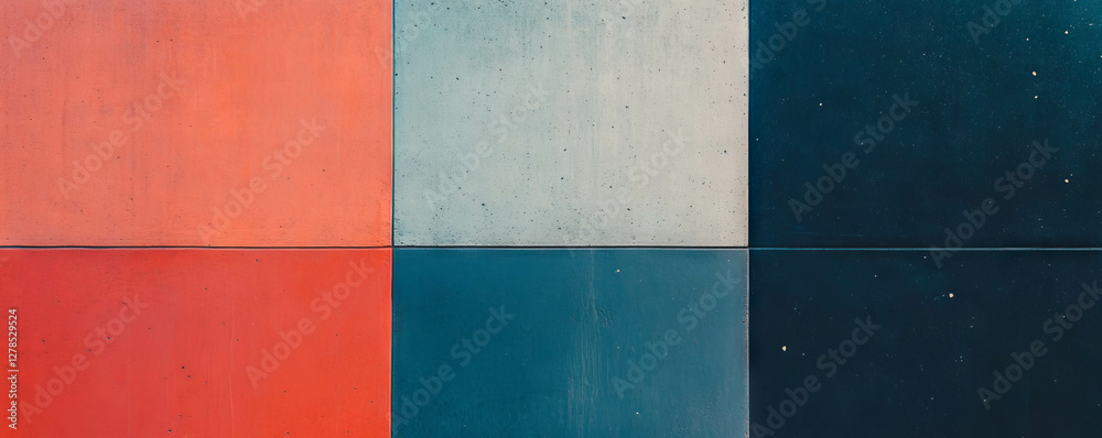 Aufkleber abstract pattern of three tone wall with intersecting colors for design inspiration