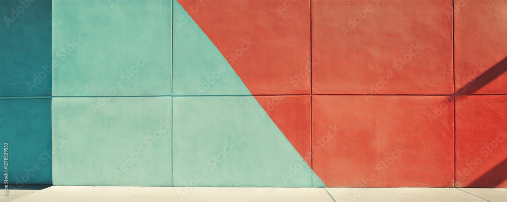 Poster Vibrant abstract wall texture with three intersecting colors for modern design