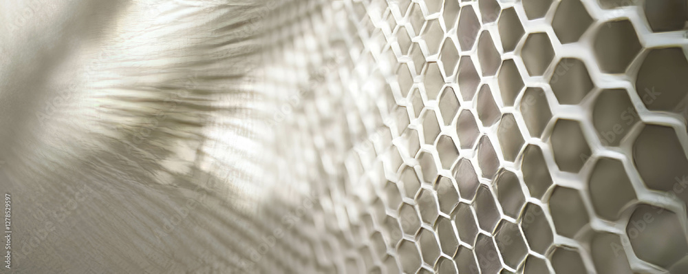 Leinwandbilder translucent hexagonal mesh texture on bright background for modern design