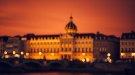 Naklejka premium Ethereal glow of a European landmark at dusk, captured with bokeh artistry