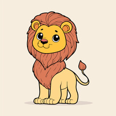 Fototapeta premium Cartoon lion. Vector illustration of a cute cartoon lion.