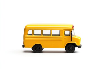 A bright yellow school bus, isolated on a white background