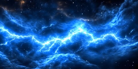 Fototapeta premium Cosmic power explosion of blue nebula in foggy space digital art abstract concept stunning visuals