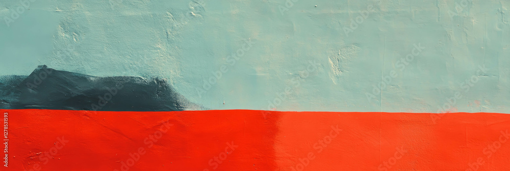 Aufkleber Bold vermilion and grey wall texture with abstract design for artistic background use